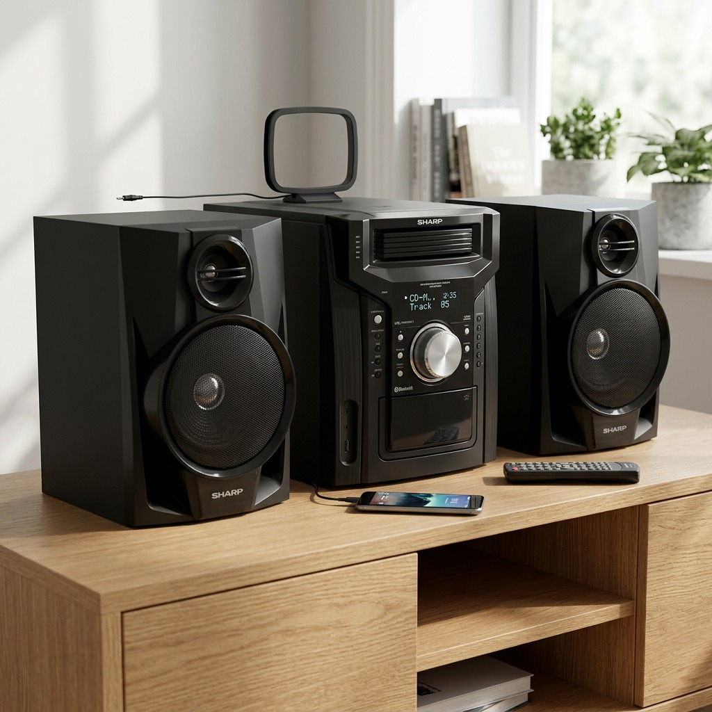 Sharp CD-BH950 240W 5-Disc Mini Shelf Speaker System with Cassette and Bluetooth Audio