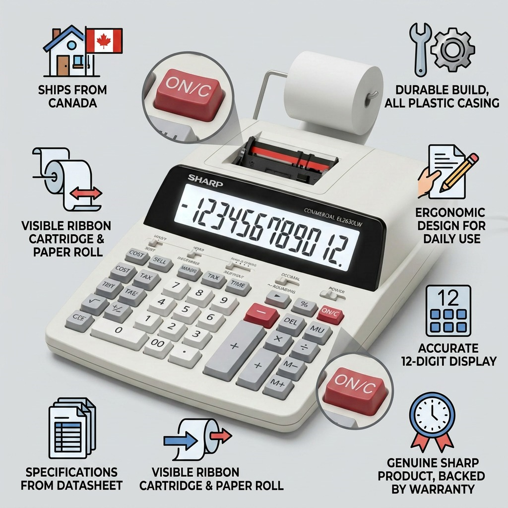 Sharp EL-2630LW 12-Digit Commercial Printing Calculator