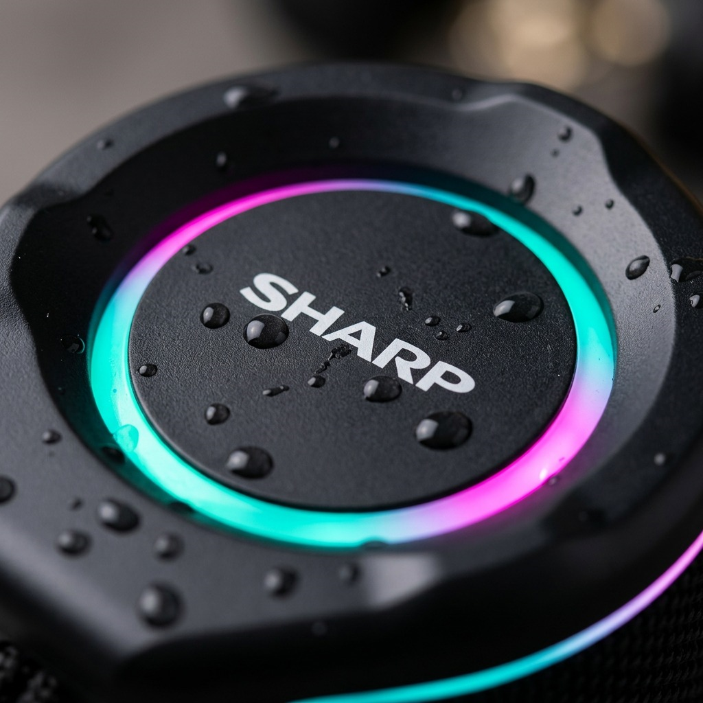 Sharp GX-BT190-BK Ultra - Portable Bluetooth Speakers - IP67 Waterproof & Dustproof, 15-Hour Battery, LED Mood Lighting - Black