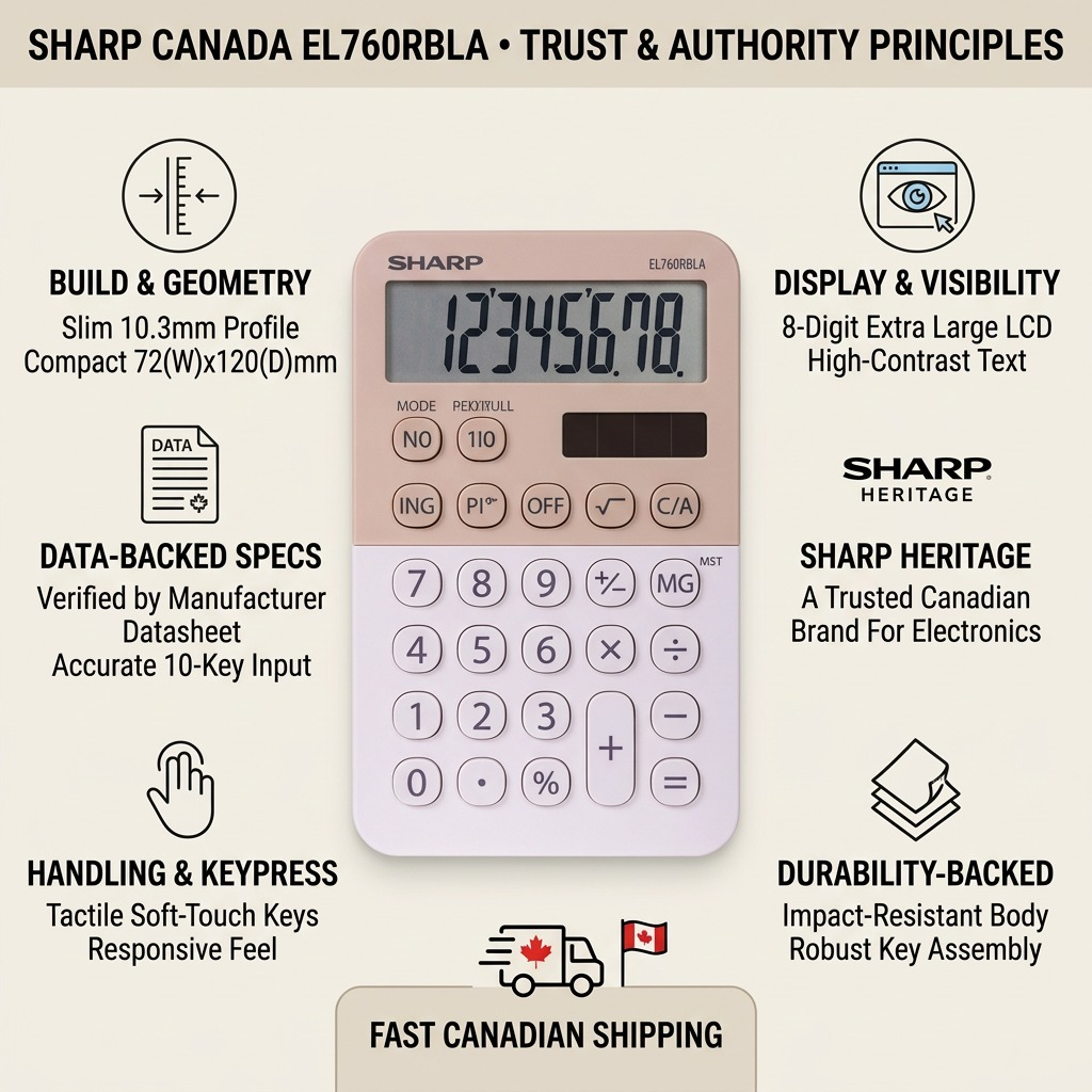 Sharp EL-760RBLA XL-8 Digit Display Calculator - Latte