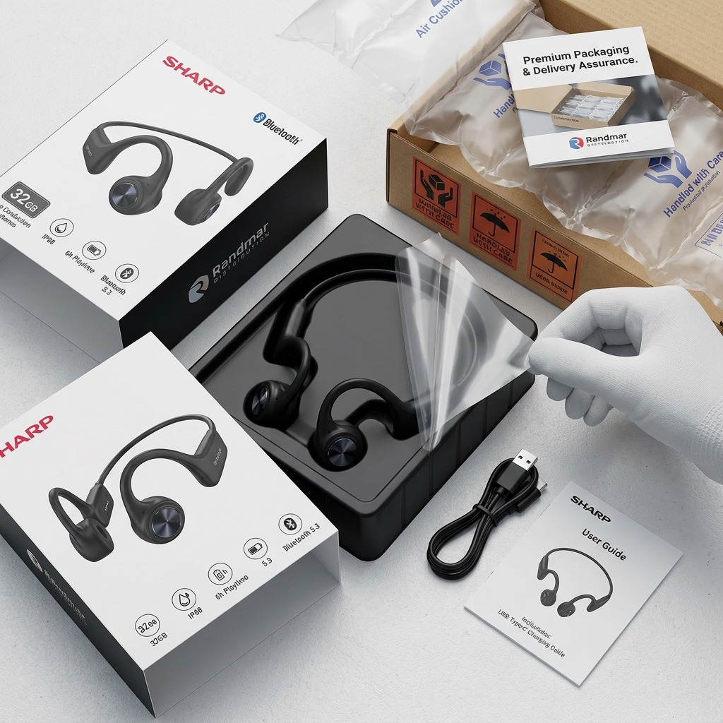 Sharp HP-BC55 Bone Conduction Wearable Audio - IP66 Waterproof, 2GB Memory, Bluetooth 5.0
