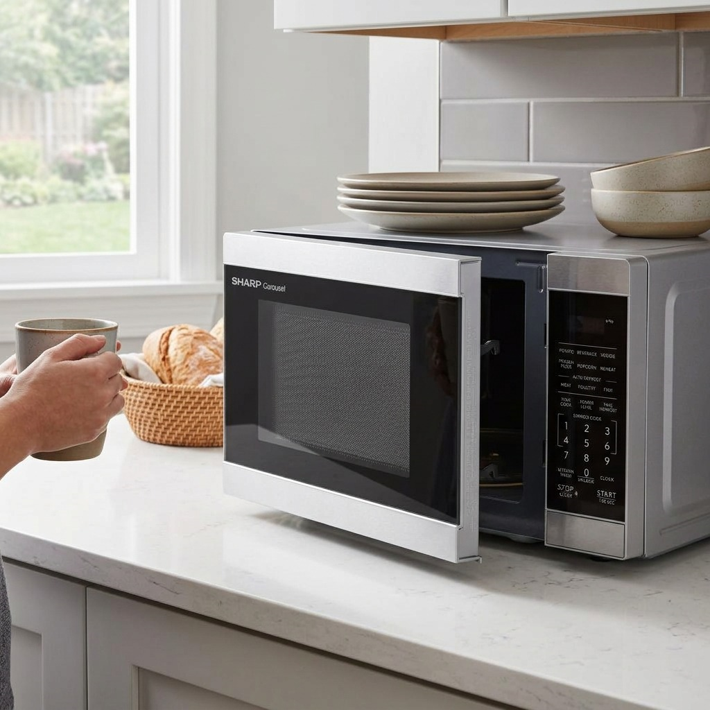 Sharp SMC0962KSC Carousel Countertop Microwave Oven 0.9 cu. ft. 900W Stainless Steel