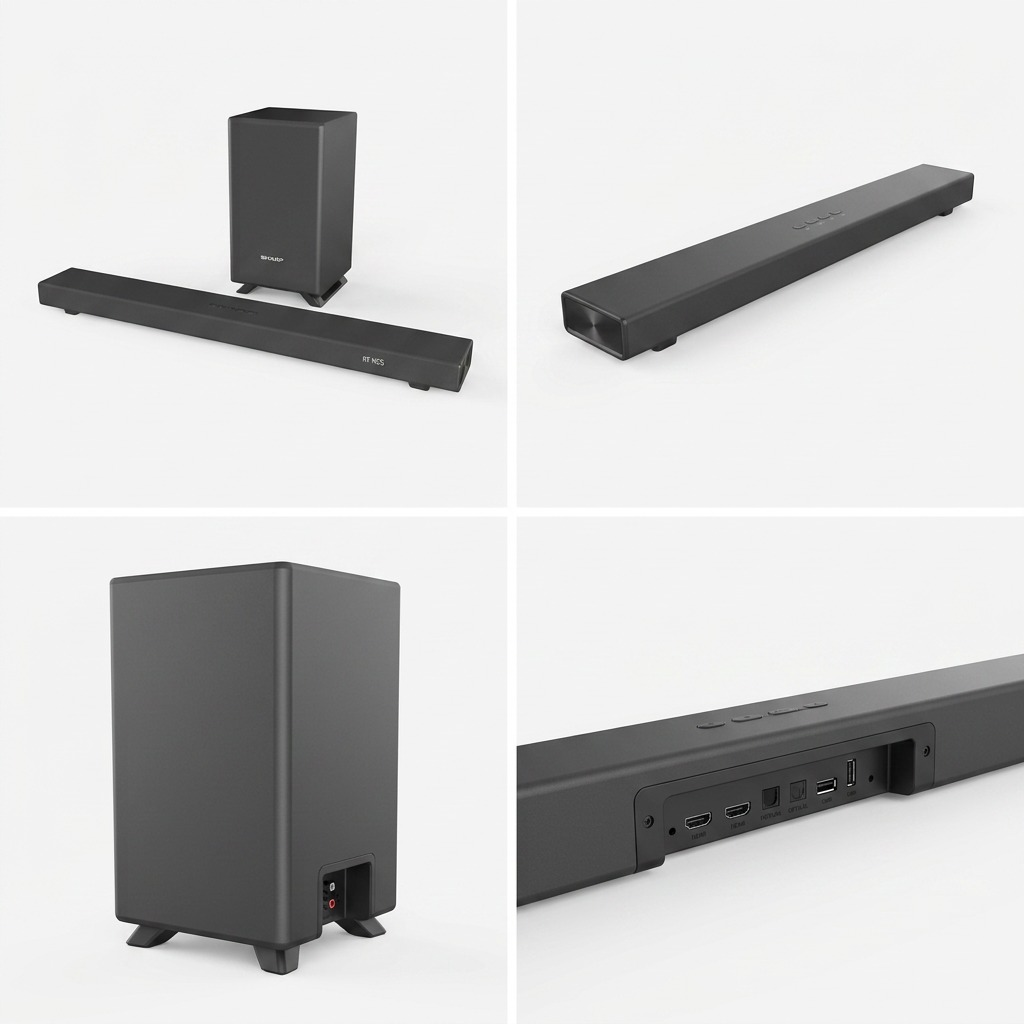 Sharp HT-SBW53121 Q-Series 3.1.2 Channel Soundbar with Wireless Subwoofer - Dolby Atmos & Dts:x Support