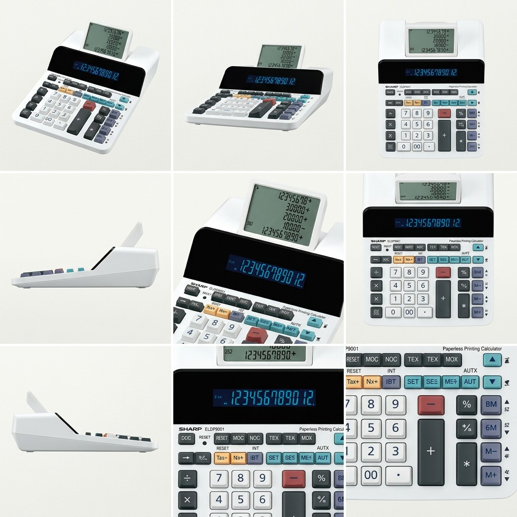 Sharp EL-DP9001 12 Digit 5 Line Display Paperless Printing Calculator