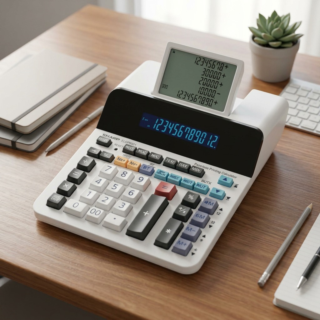 Sharp EL-DP9001 12 Digit 5 Line Display Paperless Printing Calculator