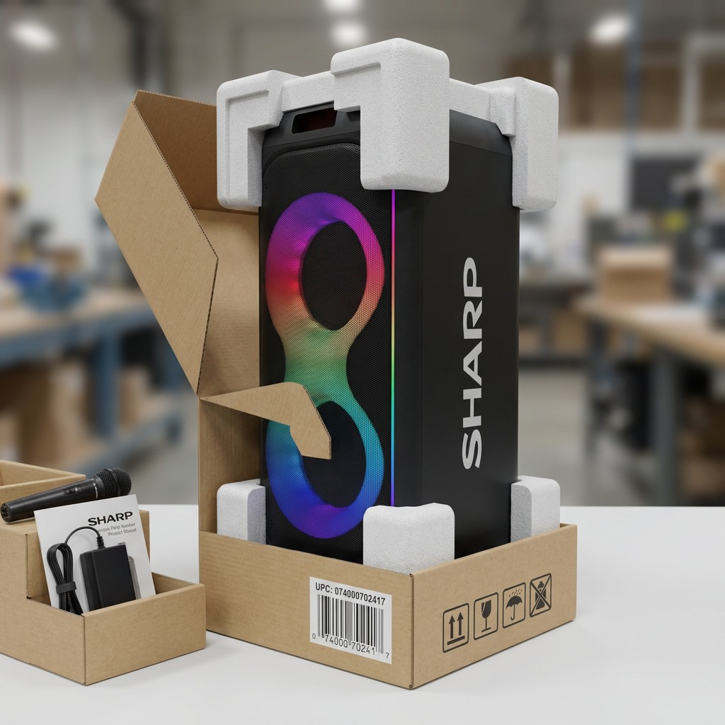 Sharp PS-935 Portable Party Speaker - 50W Rms, 15-Hour Battery, Bluetooth 5.2 & Karaoke