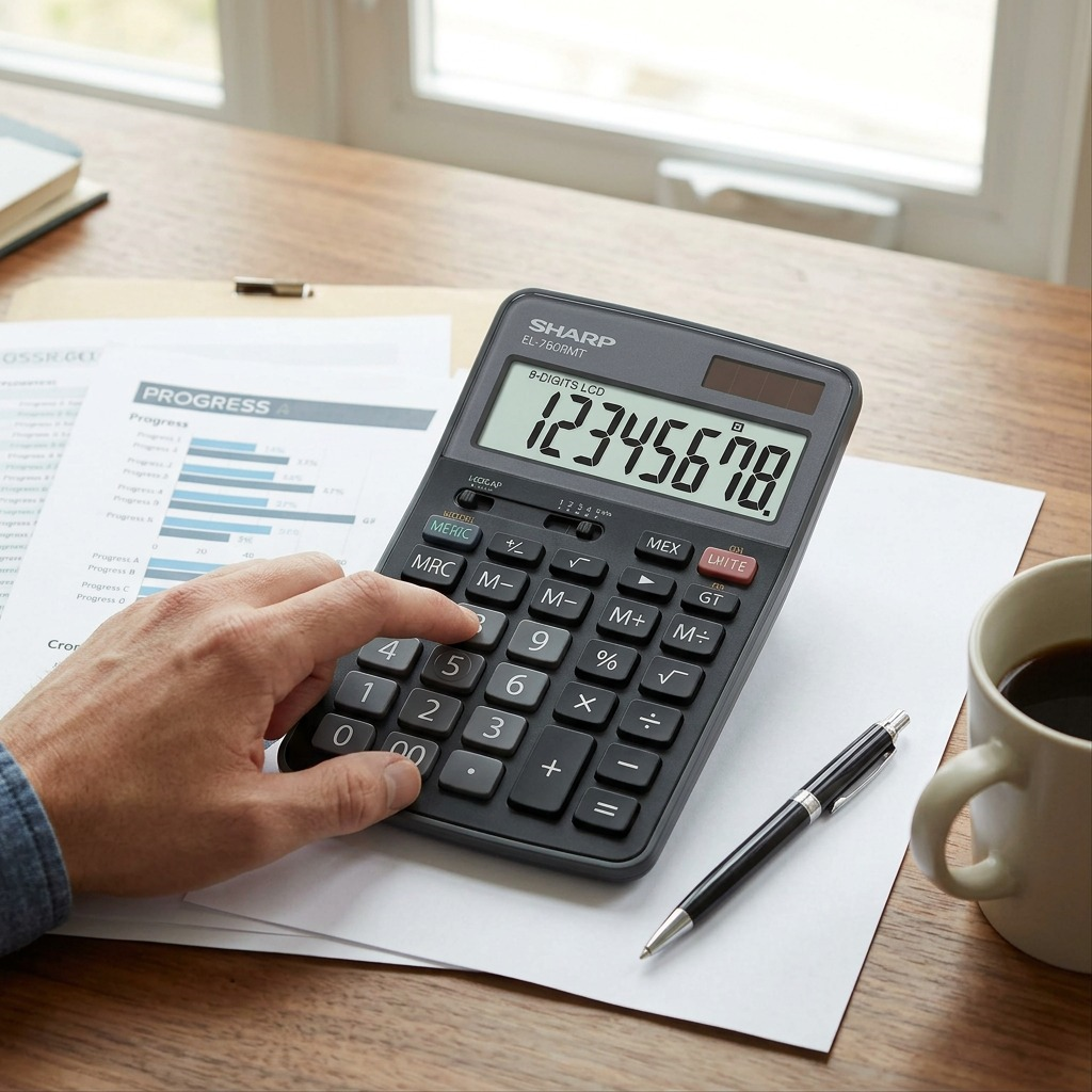 Sharp EL-760RMT Twin Power XL 8-Digit Professional Desktop Calculator - Battery & Solar Powered