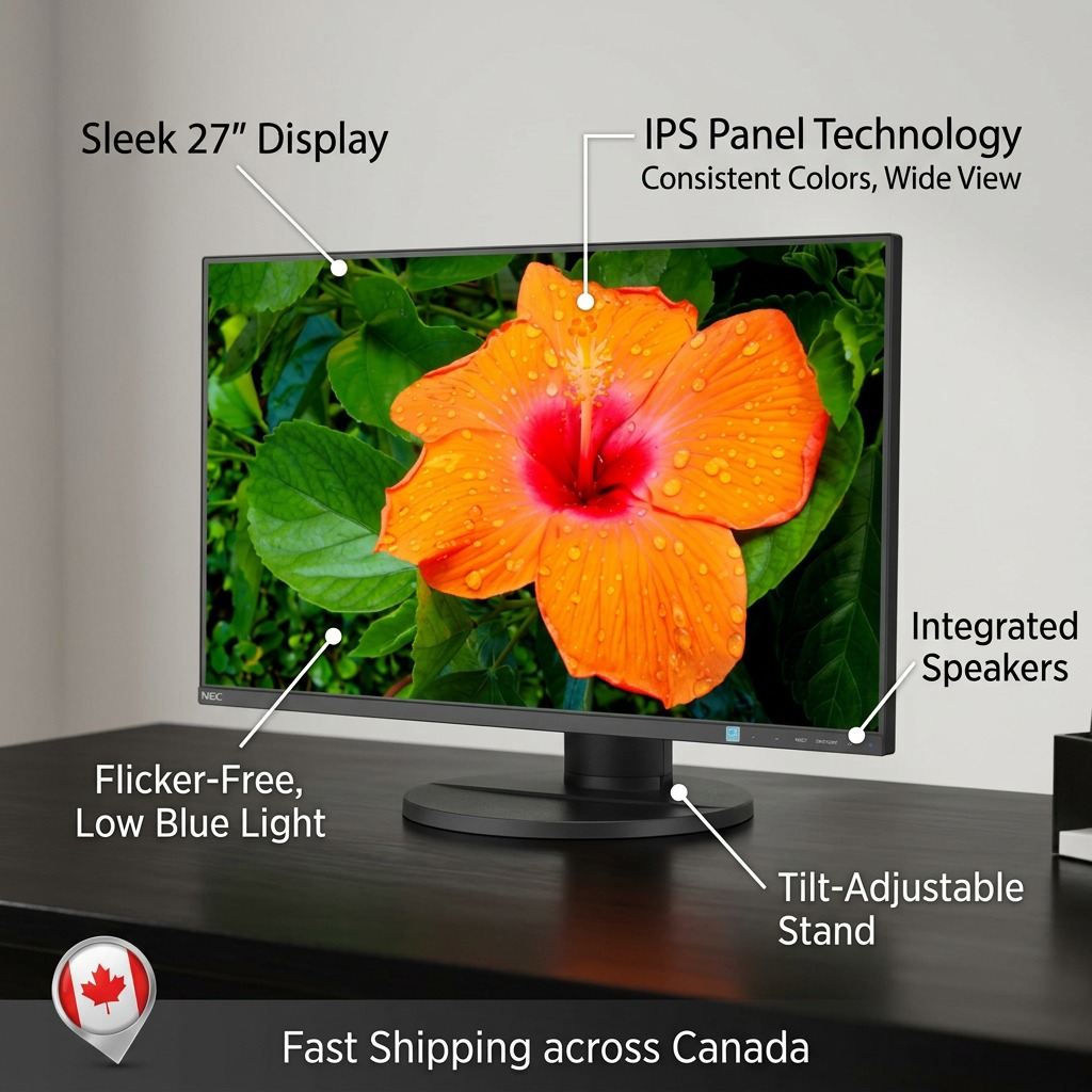 Sharp/NEC E271N-BK 27" Narrow Bezel Desktop Monitor with IPS Panel and Integrated Speakers