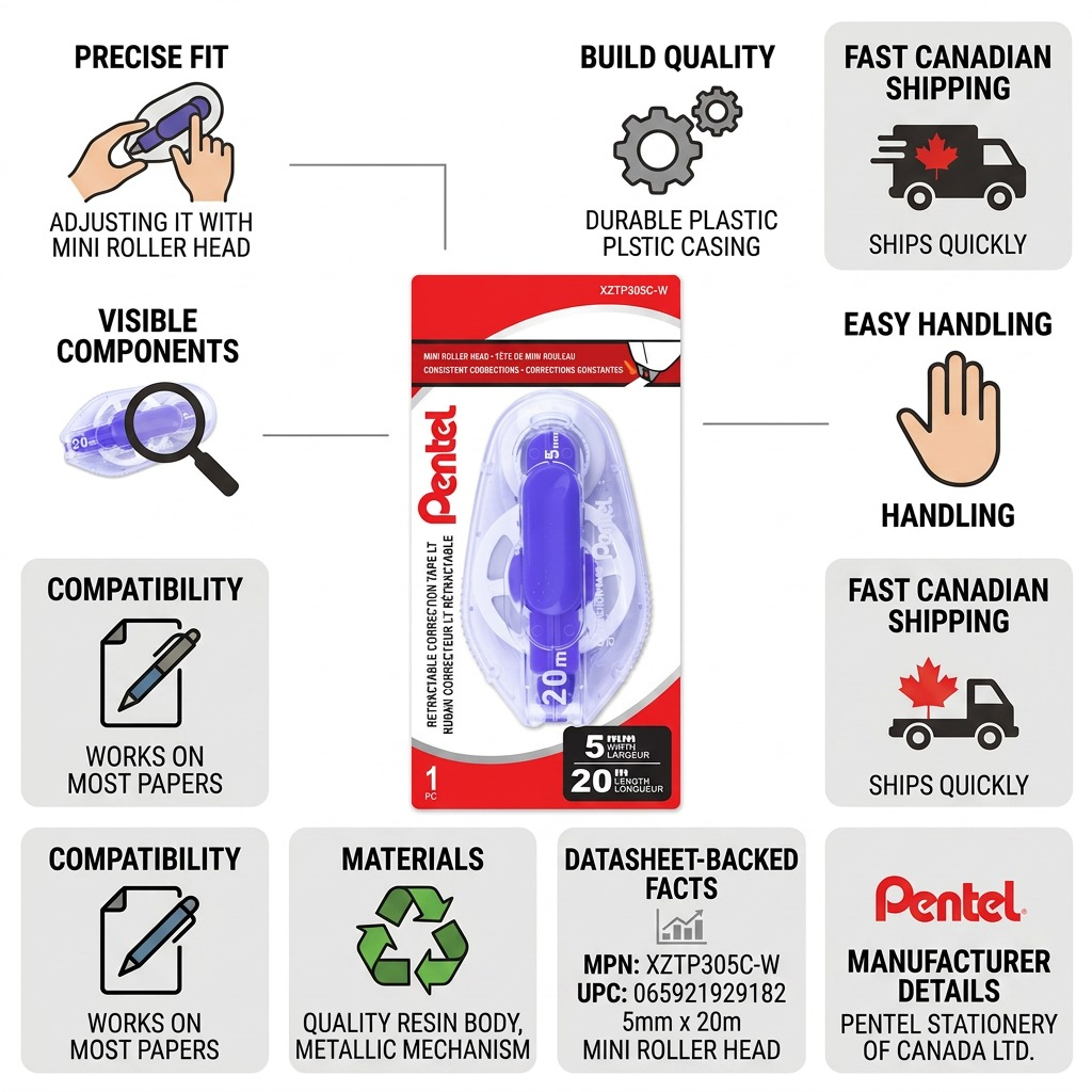 Pentel Retractable Correction Tape 5mm x 20M