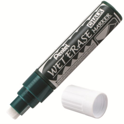 Pentel Arts Wet Erase Chalk Marker, Jumbo Chisel Tip, White Ink
