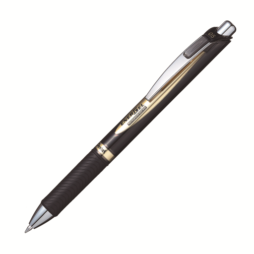 EnerGel Permanent Retractable Liquid Gel Pen, (0.5mm) Black Ink