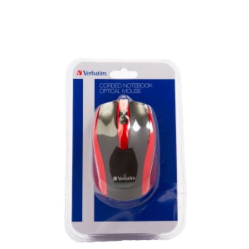 Souris optique filaire Verbatim pour portable – rouge (99742)