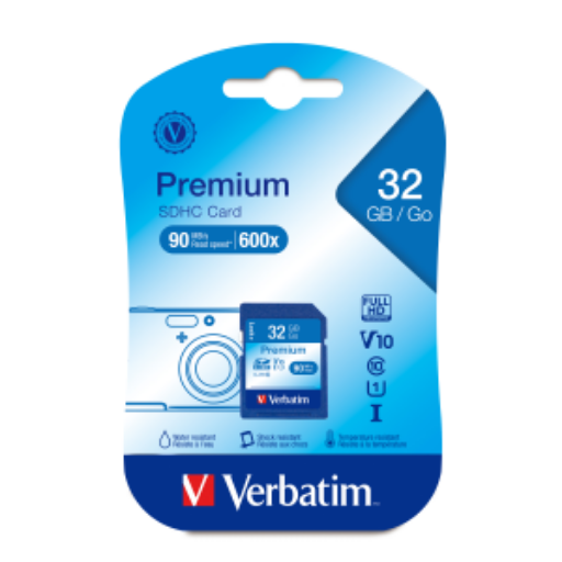 Carte mémoire SDHC Verbatim Premium 32 Go, UHS-I V10 U1 (96871)