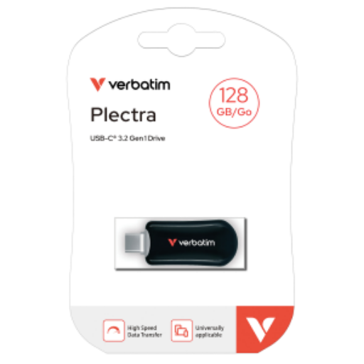 Clé USB-C Verbatim Plectra 128 Go – noir (30225)
