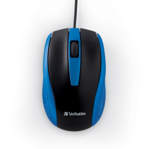 Souris optique filaire Verbatim pour portable – bleu (99743)