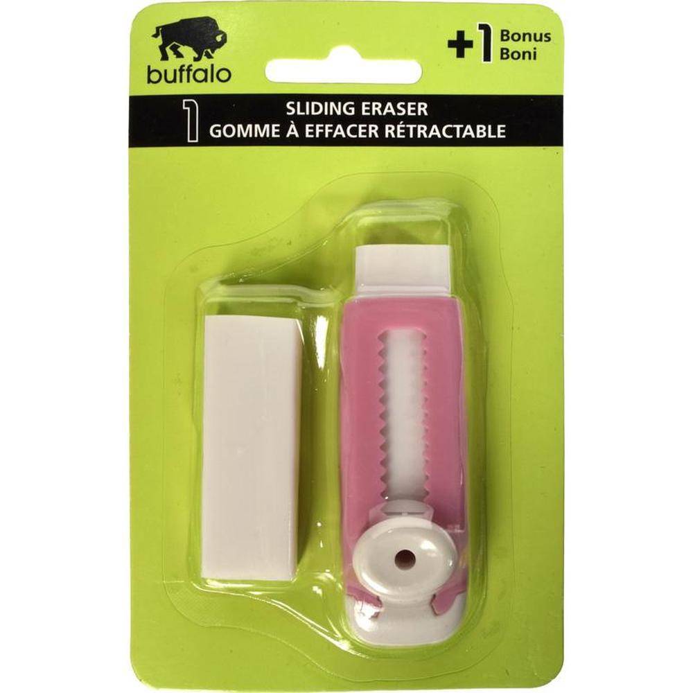 Buffalo Sliding Eraser Set - Assorted Colors + Bonus Eraser