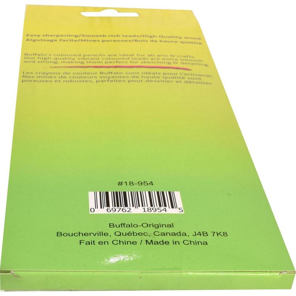 Buffalo Pre-Sharpened Colored Pencils - Pack of 12 Colors