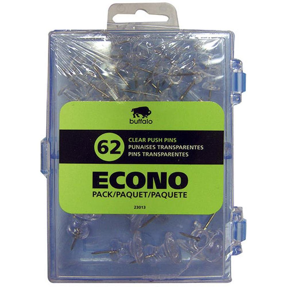 Buffalo Transparent Push Pins Combo 2 Sizes - Pack of 62