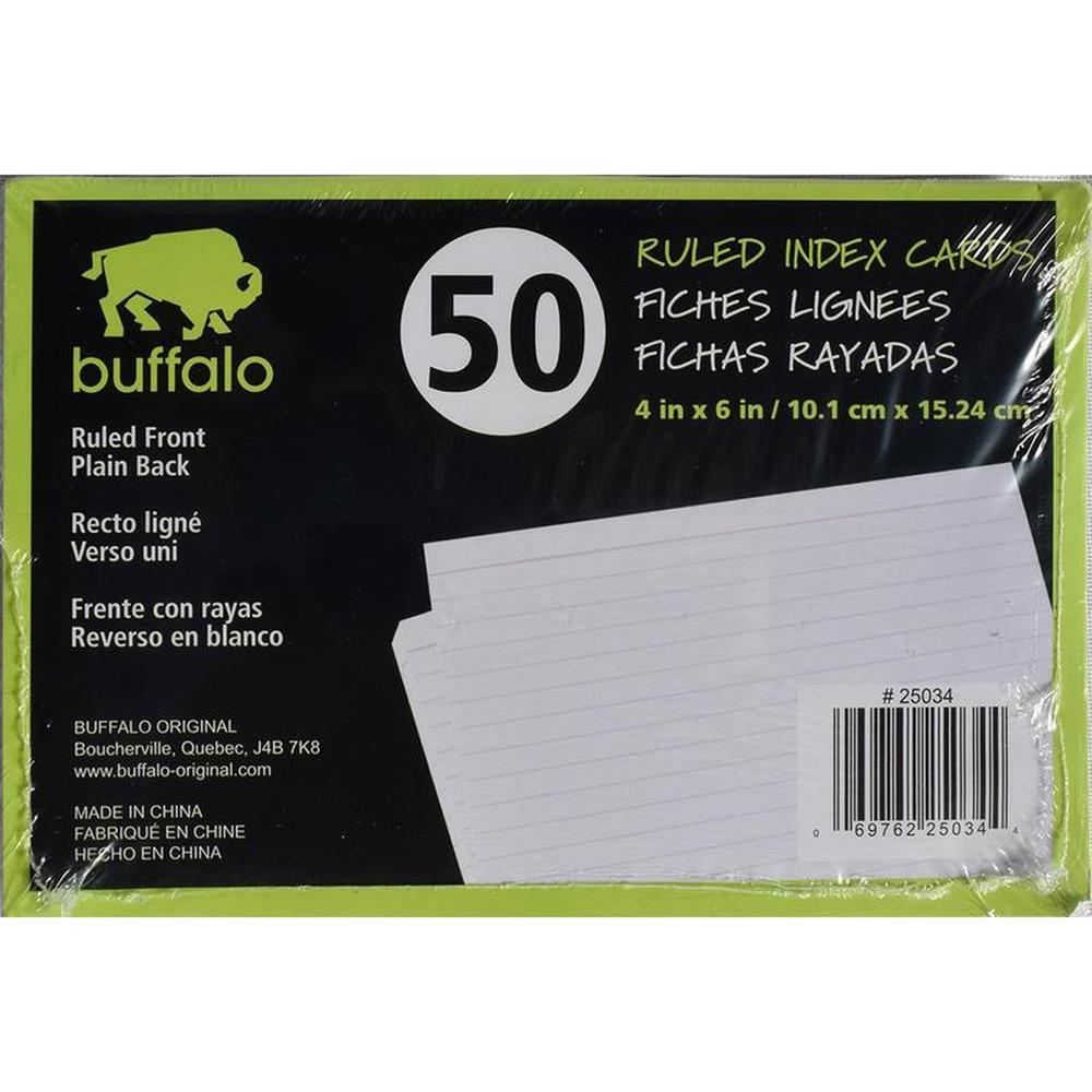 Buffalo Ruled Index Cards 10x15cm - Pack of 50