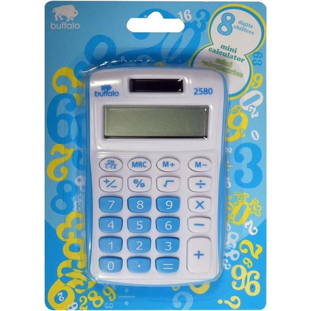 Buffalo Mini Dual-Power Calculator 8-Digit - Assorted Colors