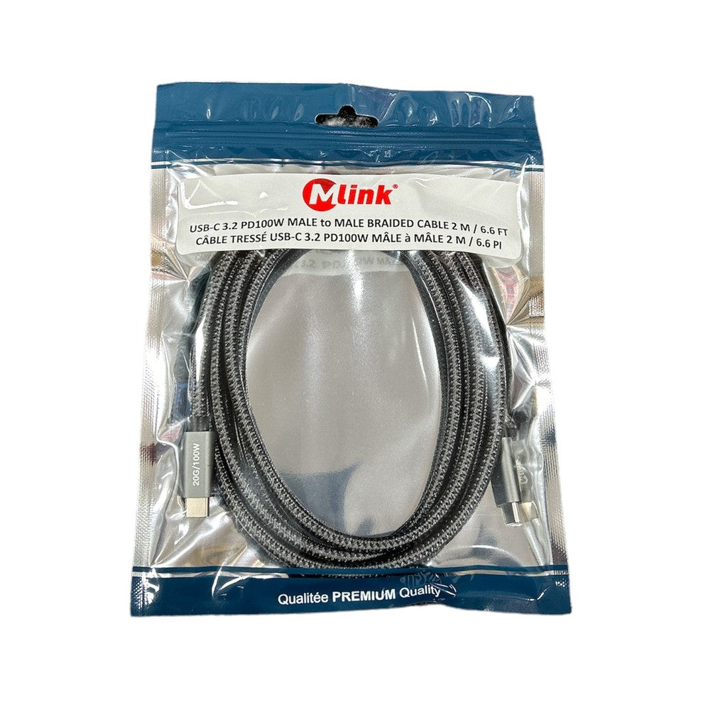 Câble USB-C Thunderbolt 3.2 PD100W 20 Gbit/s en nylon tressé