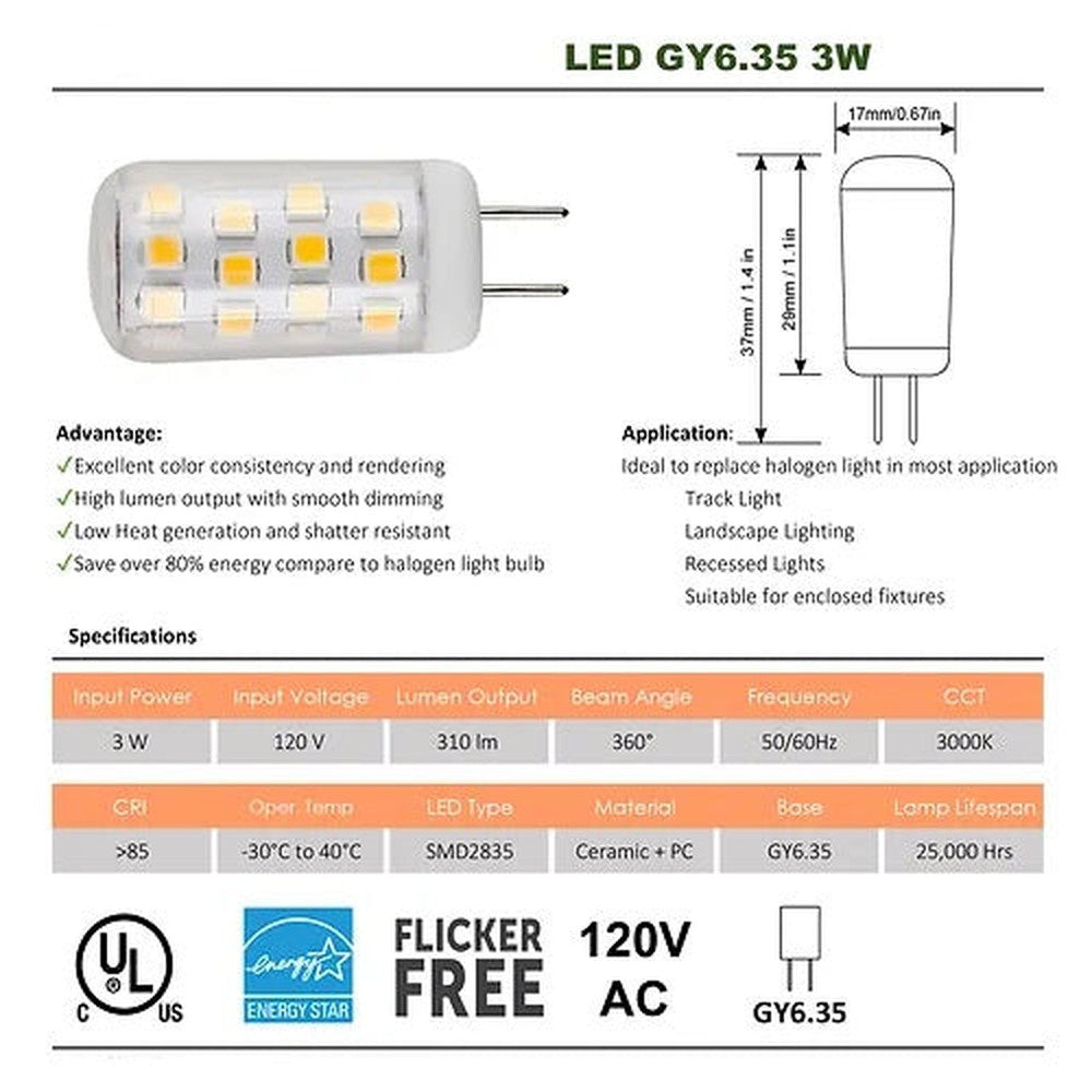 Ampoule LED G6.35 3W 3000K - 10/pqt
