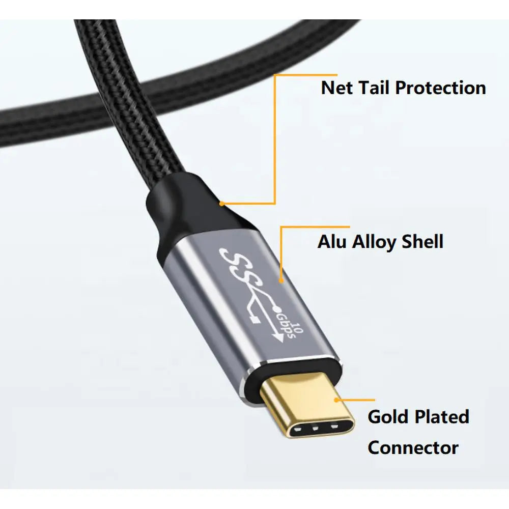 Câble d'extension USB-C 3.1 PD100 en nylon tressé 10 Gbps 20V/5A