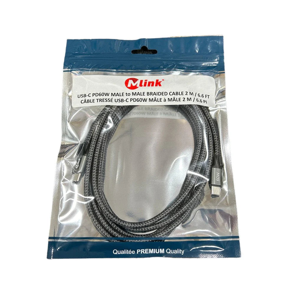Câble USB-C PD60W 20V/3A en nylon tressé à charge rapide