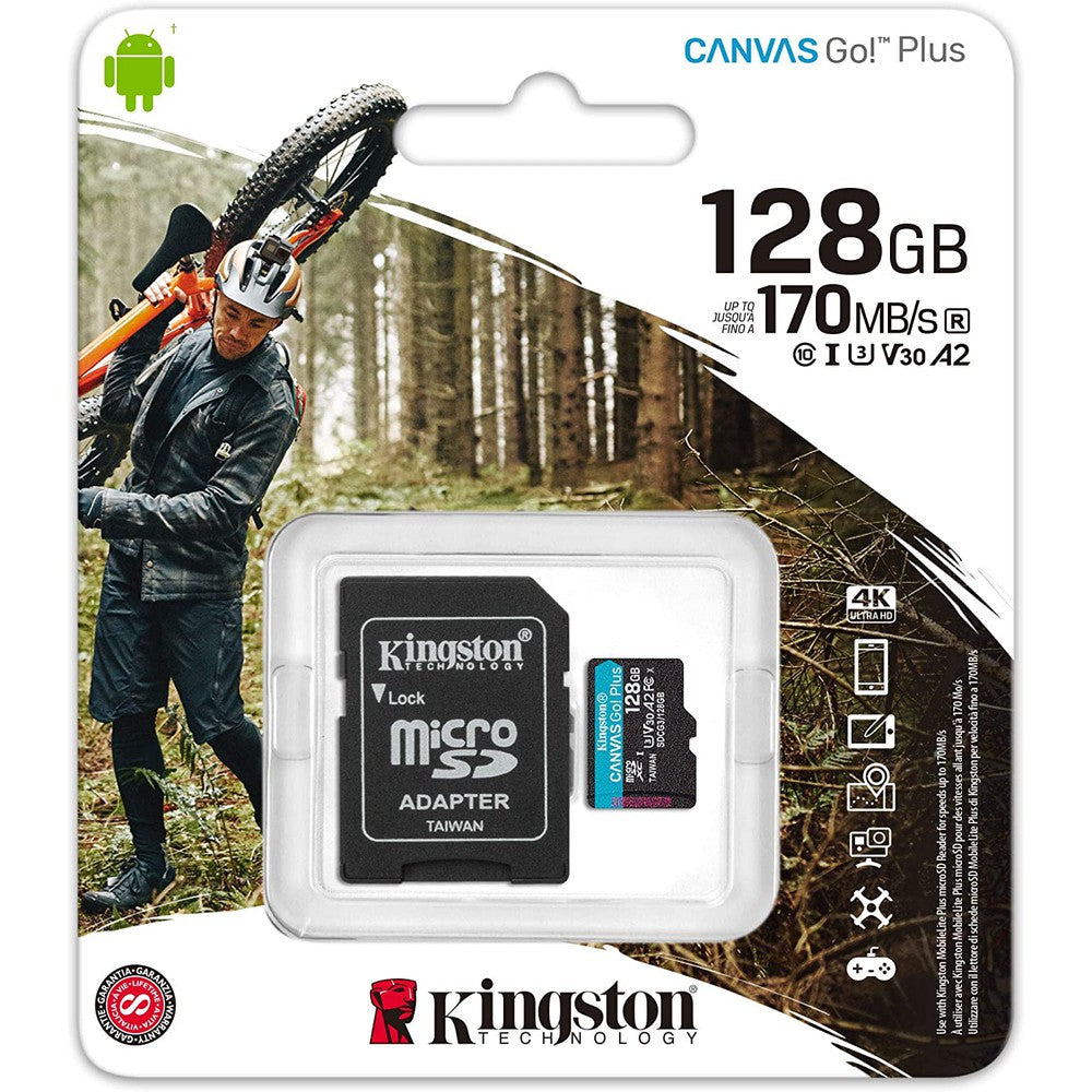 Carte mémoire Kingston microSDXC Canvas Go! Plus U3 V30 128Go
