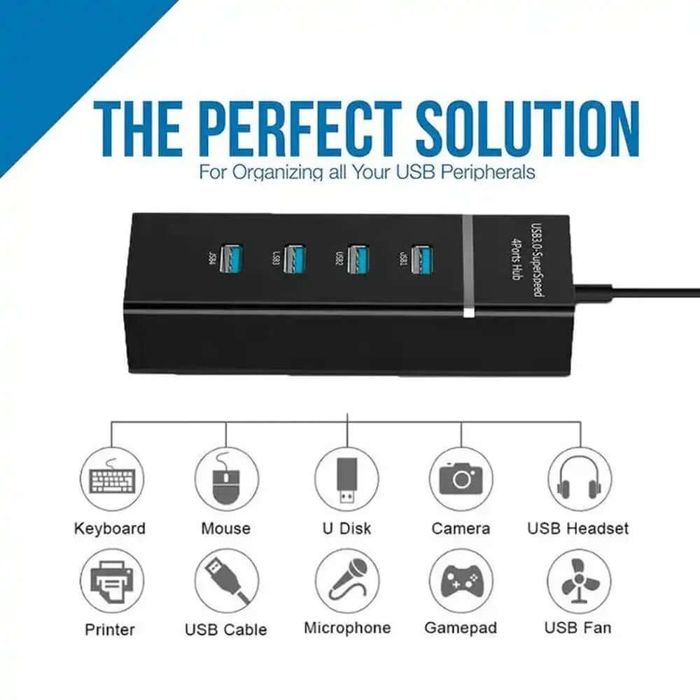 Concentrateur USB 3.0 4 en noir