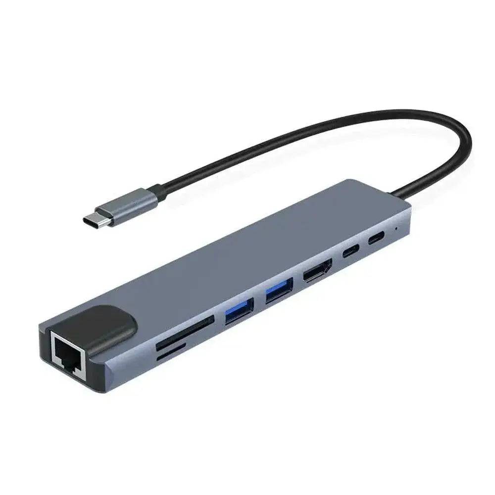 Concentrateur USB-C 3.0 8 en 1 en Aluminium