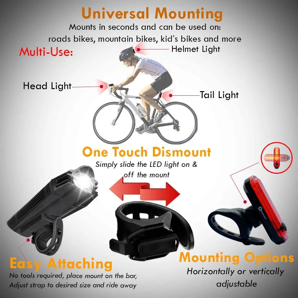 Ensemble Lumière Vélo LED Rechargeable Étanche: Sécurité et Visibilité Optimal
