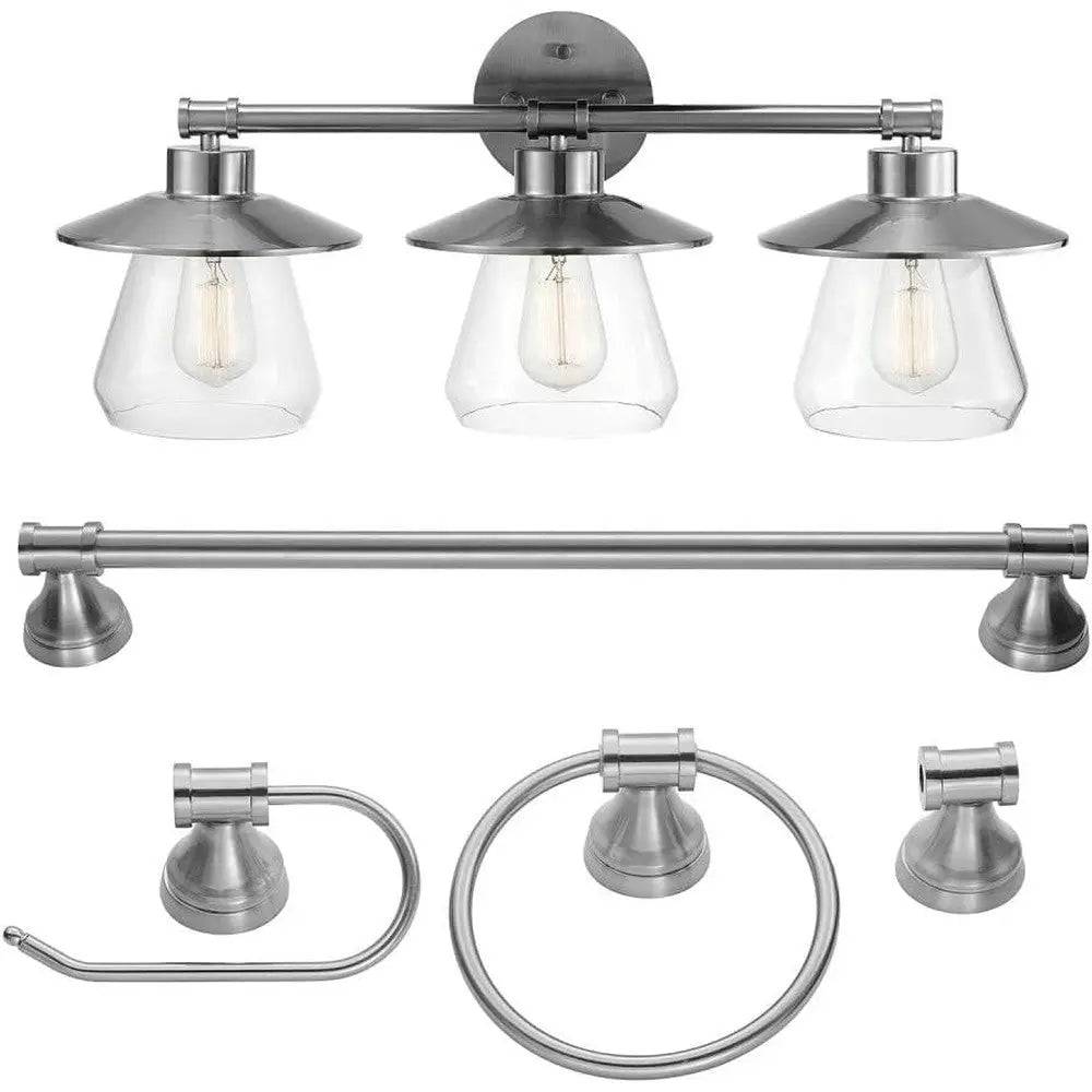 Ensemble de salle de bain luxueux 5 morceaux en acier brossé