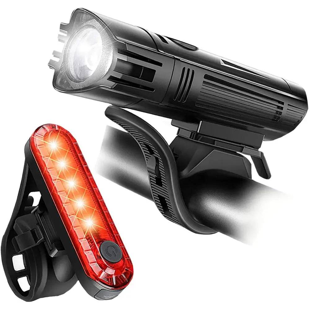 Ensemble lumière vélo LED en métal rechargeable et étanche