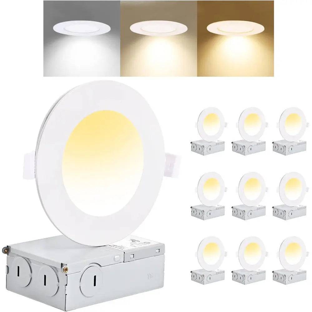 Luminaire encastré LED mince blanc 4'' 9W avec sélecteur de température
