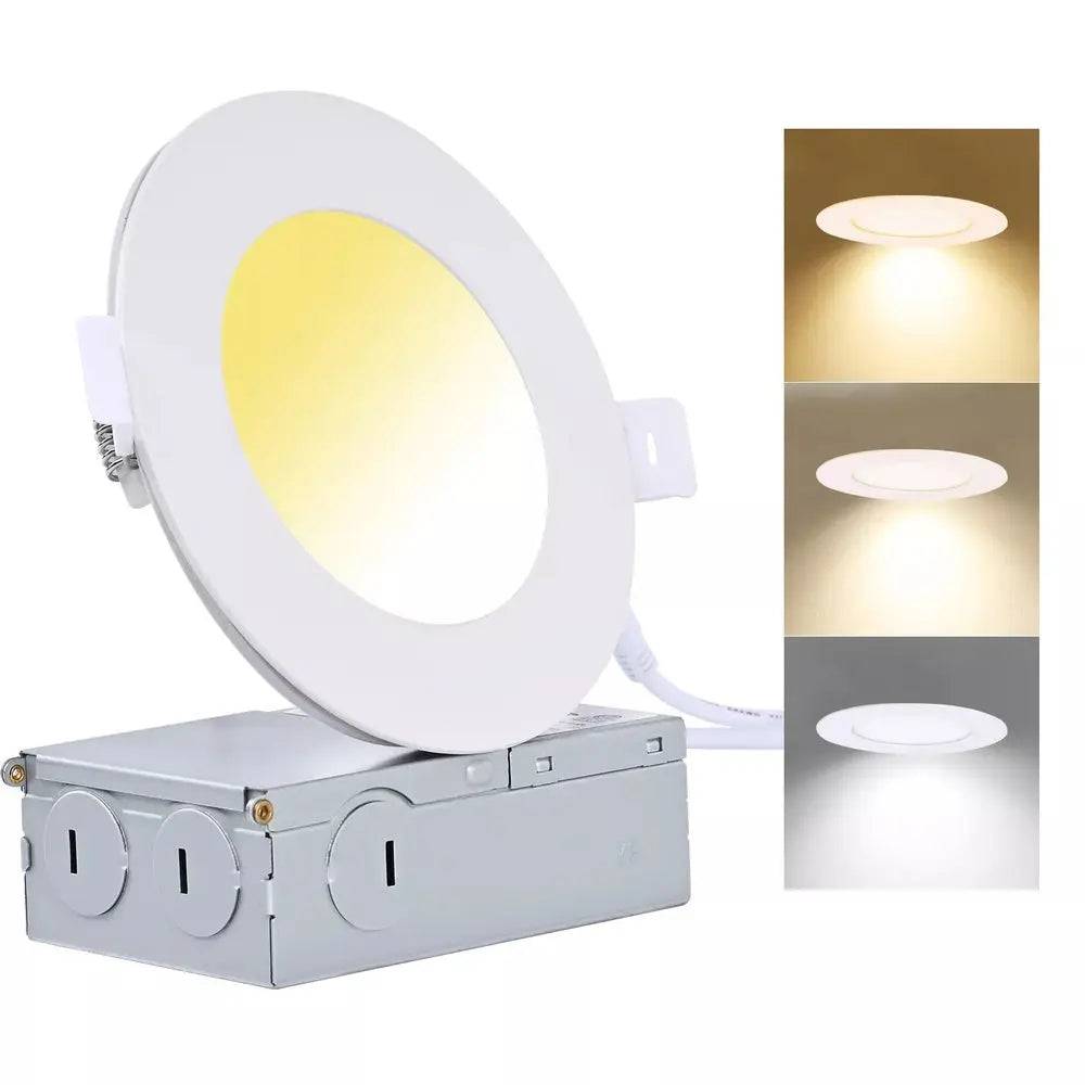 Luminaire encastré LED mince blanc 4'' 9W avec sélecteur de température