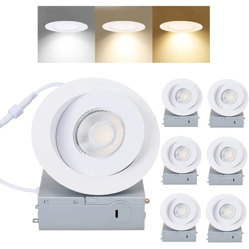 Luminaire encastré LED pivotant blanc 4'' 9W avec sélecteur de température