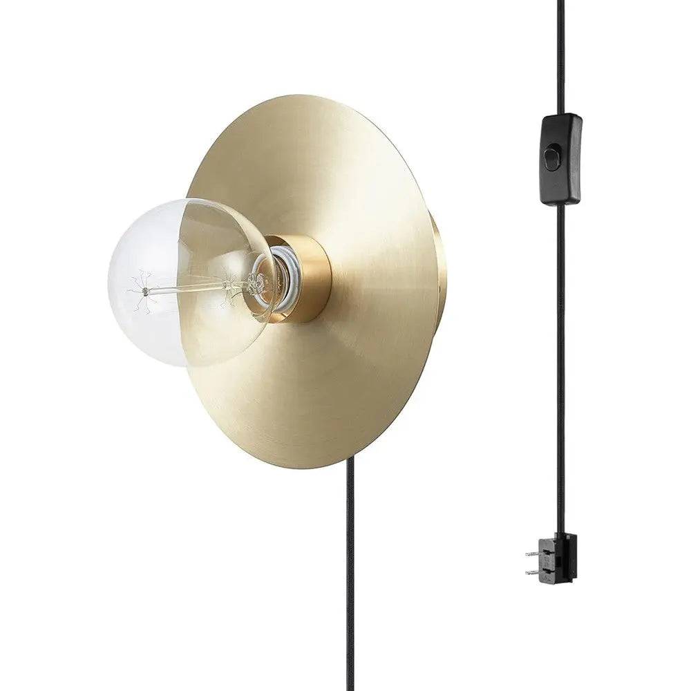 Luminaire mural en laiton avec ampoule exposée et design unique - Style moderne du milieu du siècle.