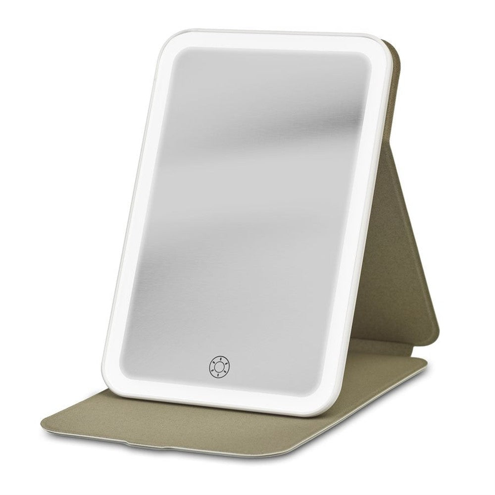 Miroir portable illuminé ultra mince incassable avec batterie rechargeable - Blanc