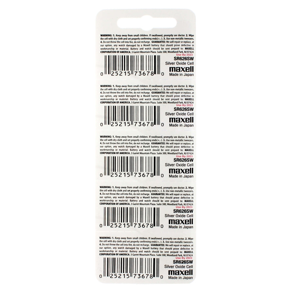 Piles Oxide d'argent SR626SW/377 1.5V - 5/pqt
