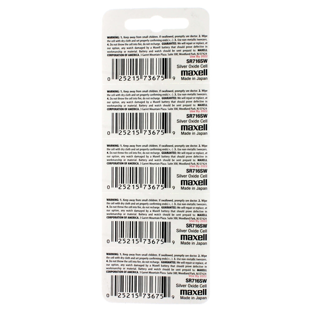 Piles Oxide d'argent SR716SW/315 1.5V - 5/pqt