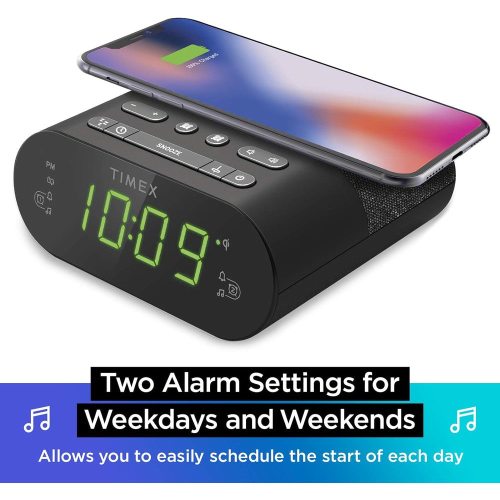 Réveil-matin Timex FM sans fil et chargement USB - TW500