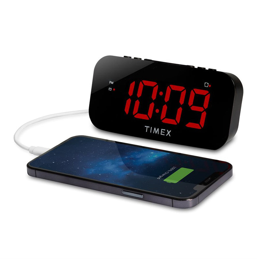 Réveil-matin Timex avec grand écran et port de charge USB