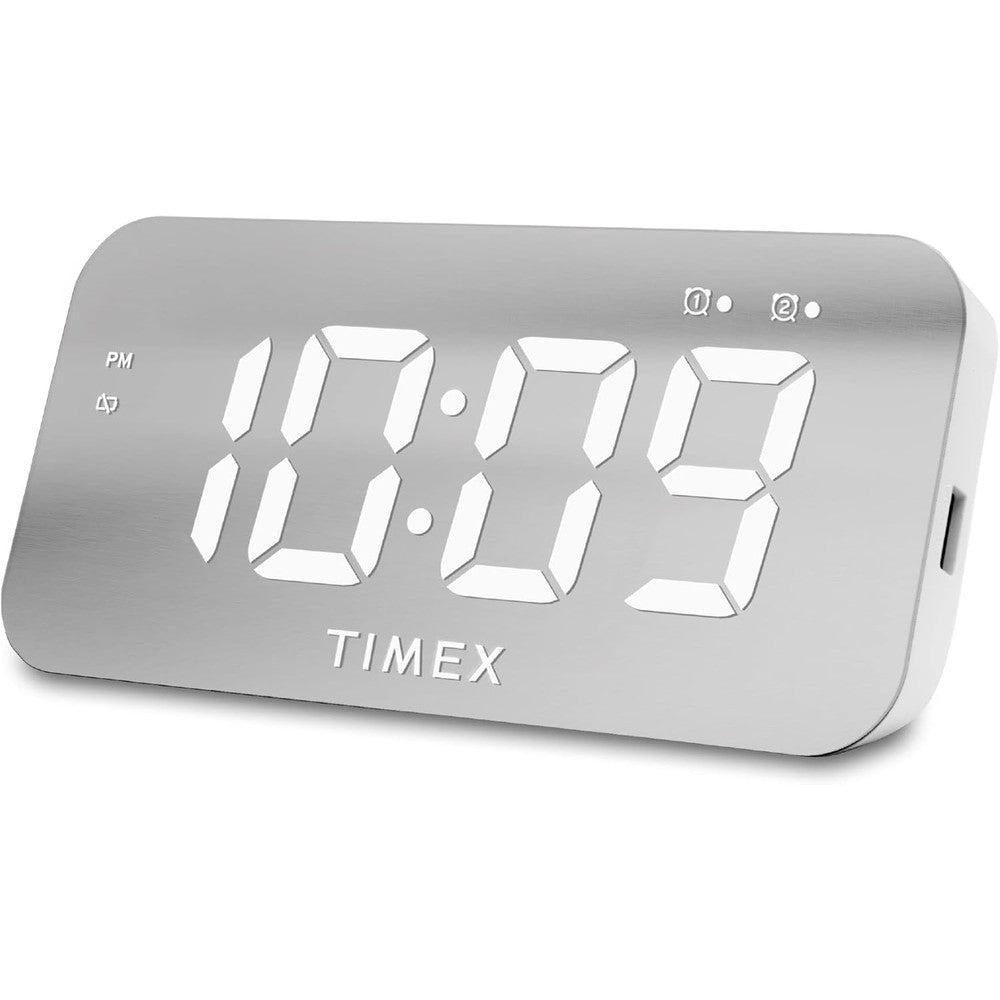 Réveil-matin Timex numérique grand écran avec chargeur USB (5 W) - Blanc