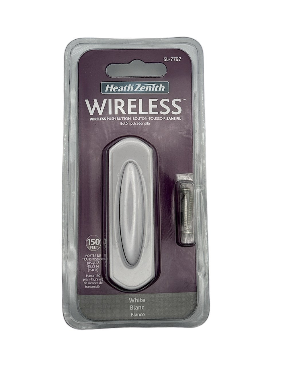 Sonnette Sans Fil à Piles - Blanc Brillant - Portée 100 ft - Compatible Heath Zenith