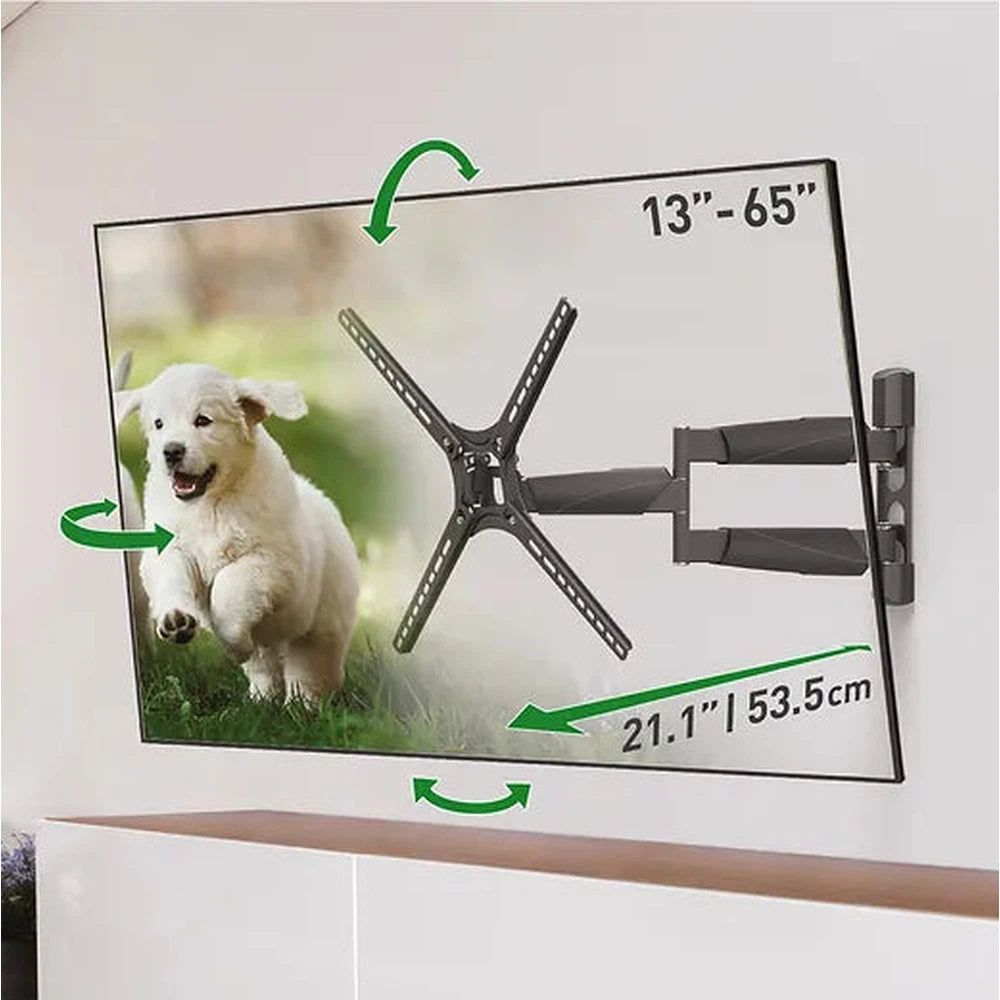 Support TV mural Barkan plein mouvement extensible pour téléviseur 13-65 pouces