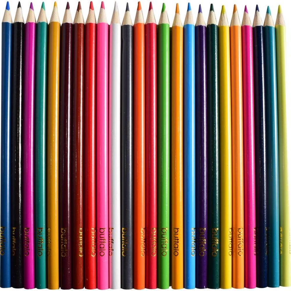 Buffalo Pre-Sharpened Colored Pencils - Pack of 24 Colors