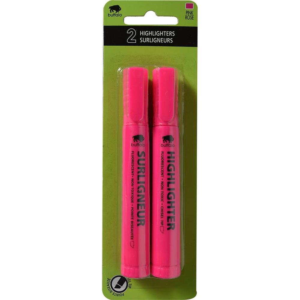 Buffalo Broad-Tip Highlighters Pink - Pack of 2