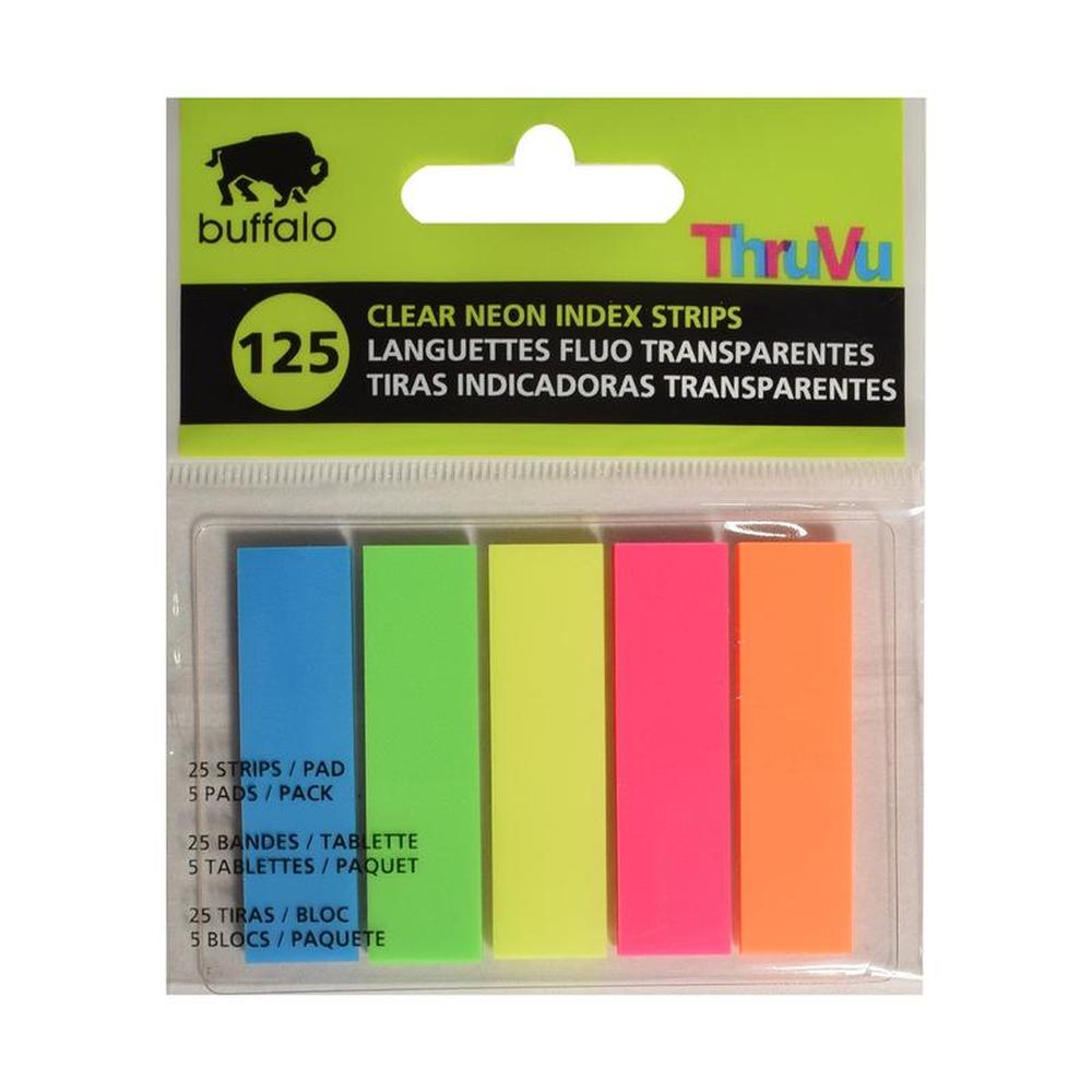 Buffalo Neon Adhesive Index Flags 45x12mm - 125 Tabs