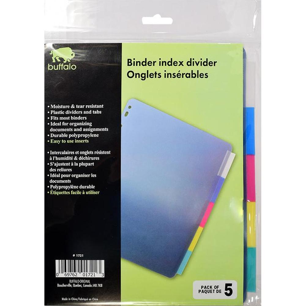 Buffalo Polypropylene Dividers with Tabs - Pack of 5